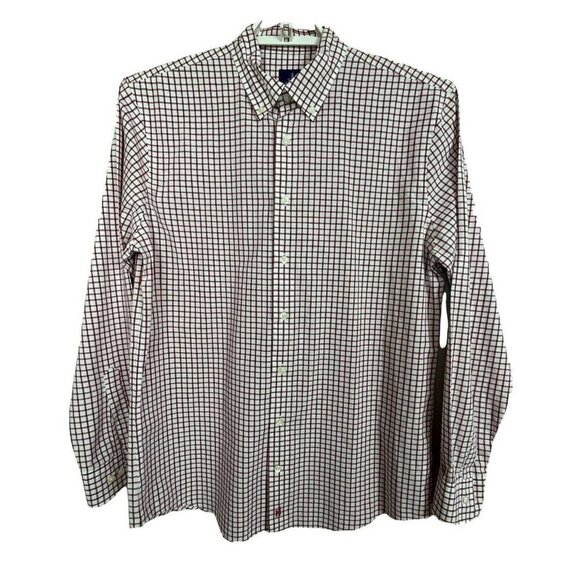 Johnnie-O- Red White Windowpane Plaid Size M Button Up Shirt - Picture 1 of 9